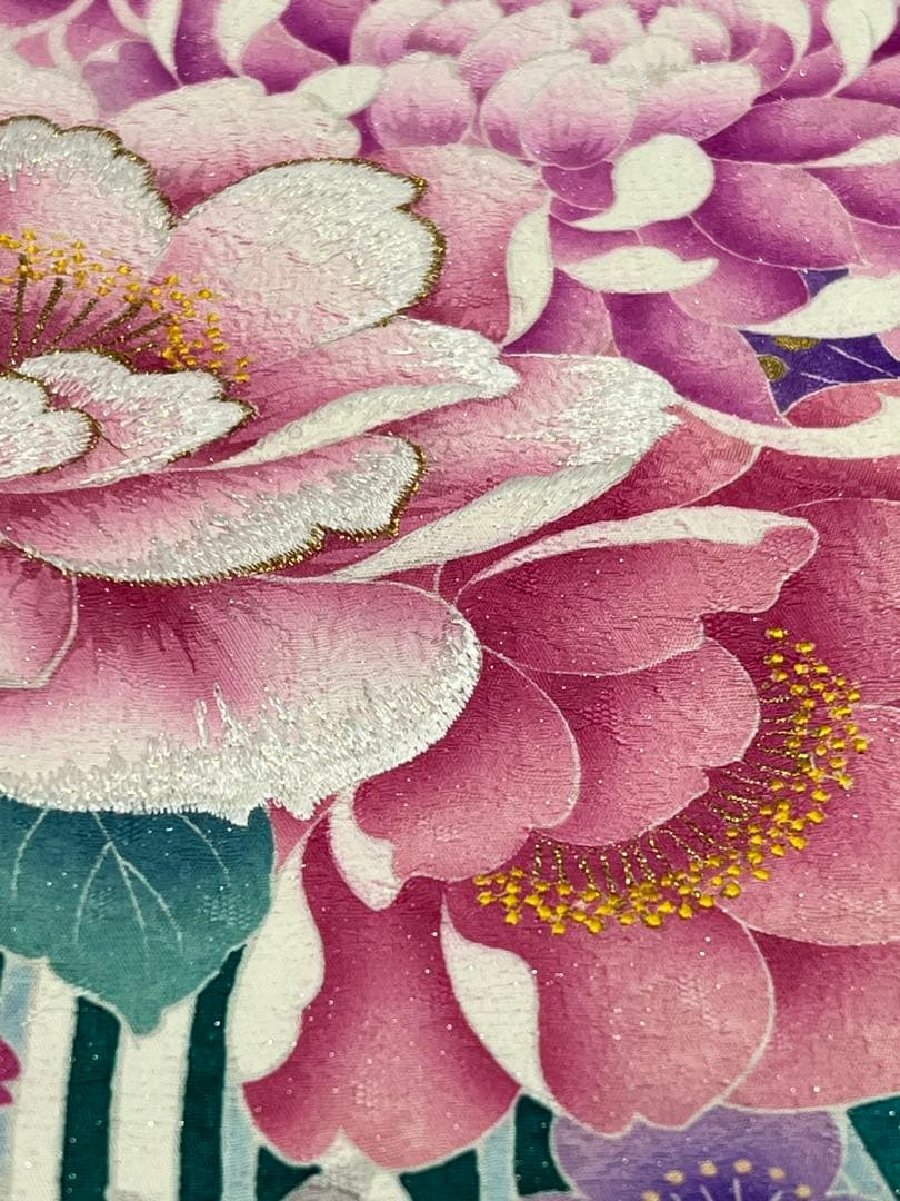 振り袖　フルセット　別誂長襦袢　成人式　エメラルド　金彩　刺繍　銀通し　766