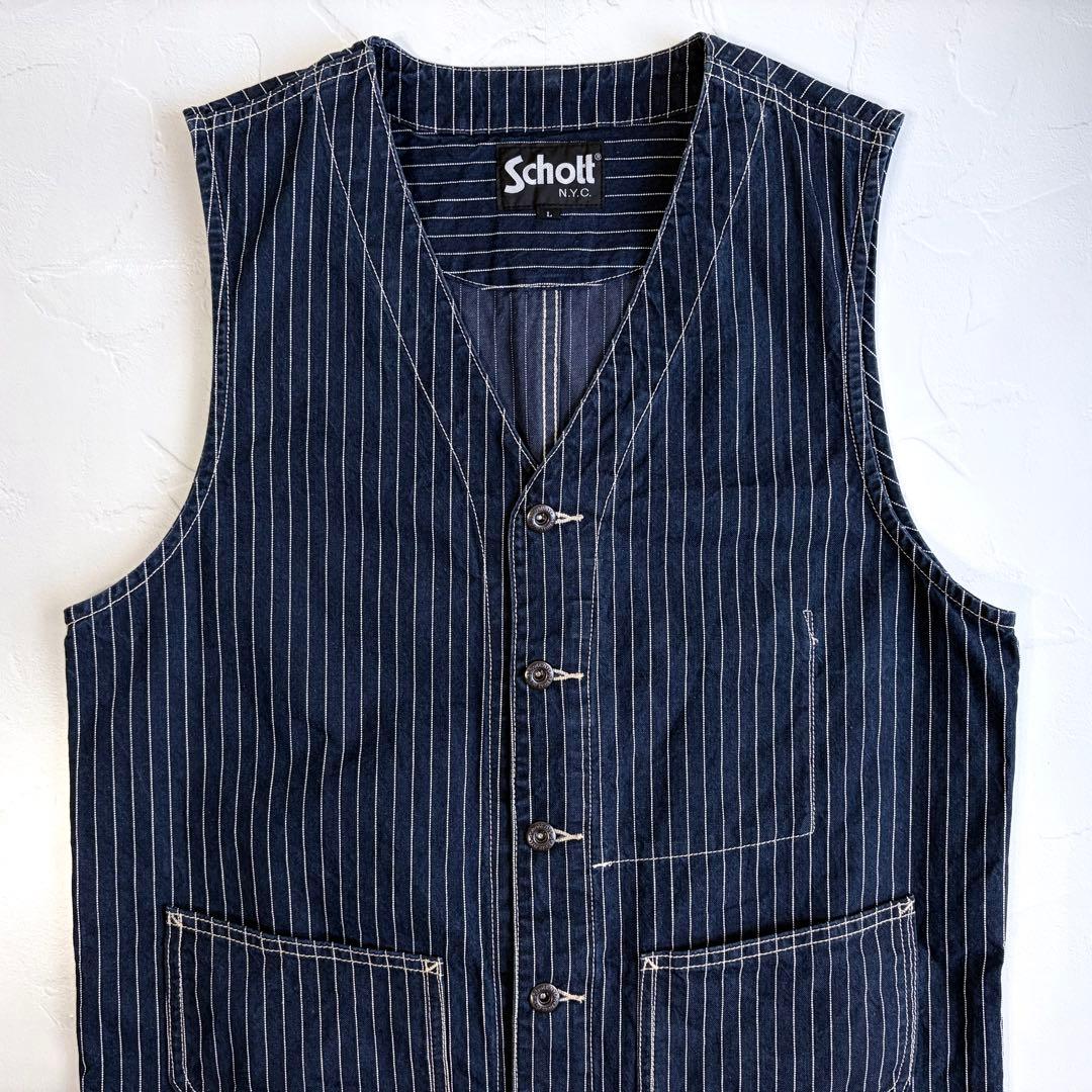 ま*も様 【schott】Old denim hickory vest