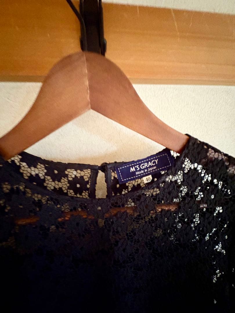 美品 M'S GRACY エムズグレイシー レースワンピース 40 黒 クロ