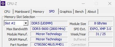 メモリー DDR5 PC5-44800 8GB16GBADS5600D-X8GMICRON