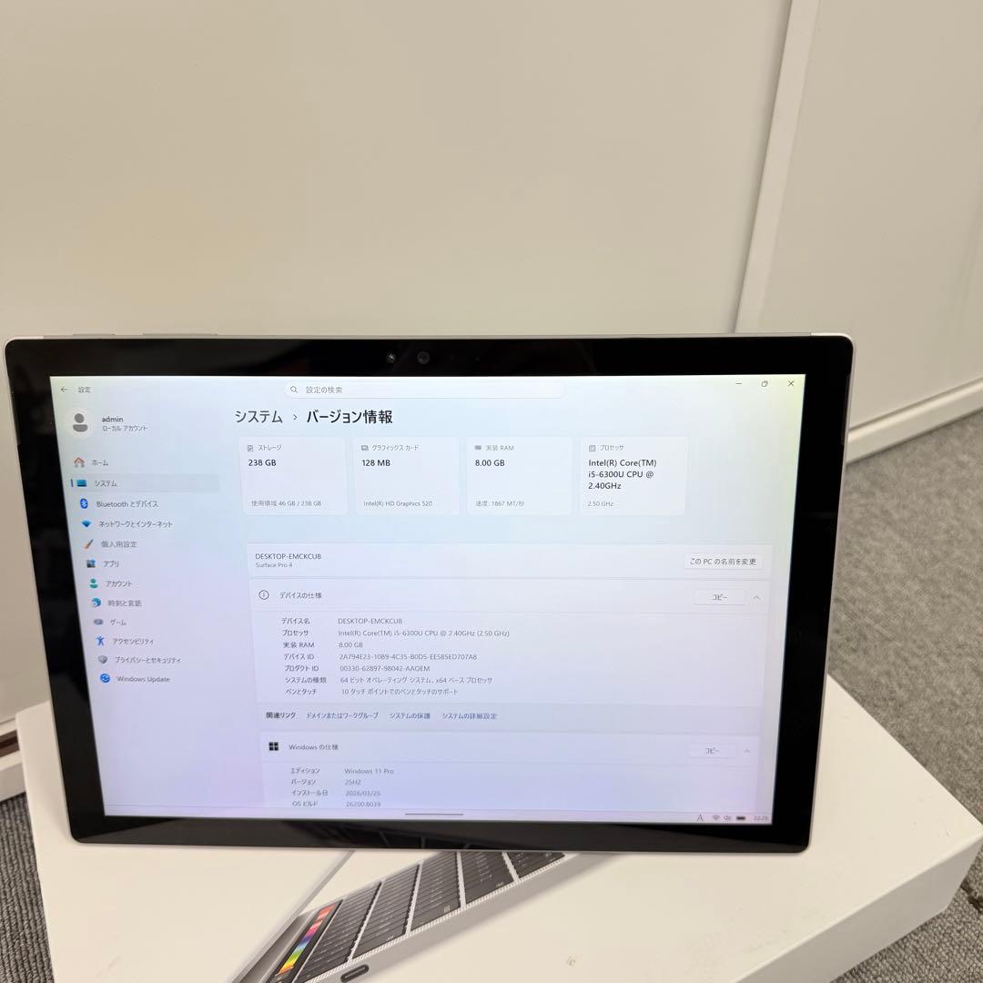 Windowsタブレット本体 Surface Pro 4 Core i5 8GB/256GB Win 11