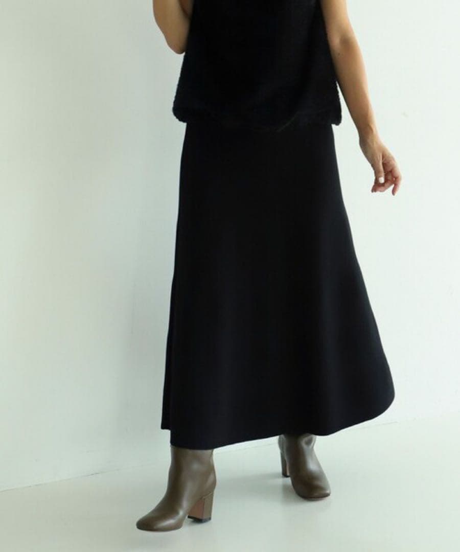 新品タグ付 DemiLuxeBEAMS ミラノリブフレアスカート 36 ブラック