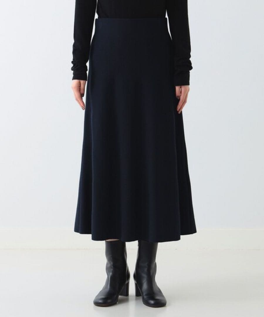 新品タグ付 DemiLuxeBEAMS ミラノリブフレアスカート 36 ブラック