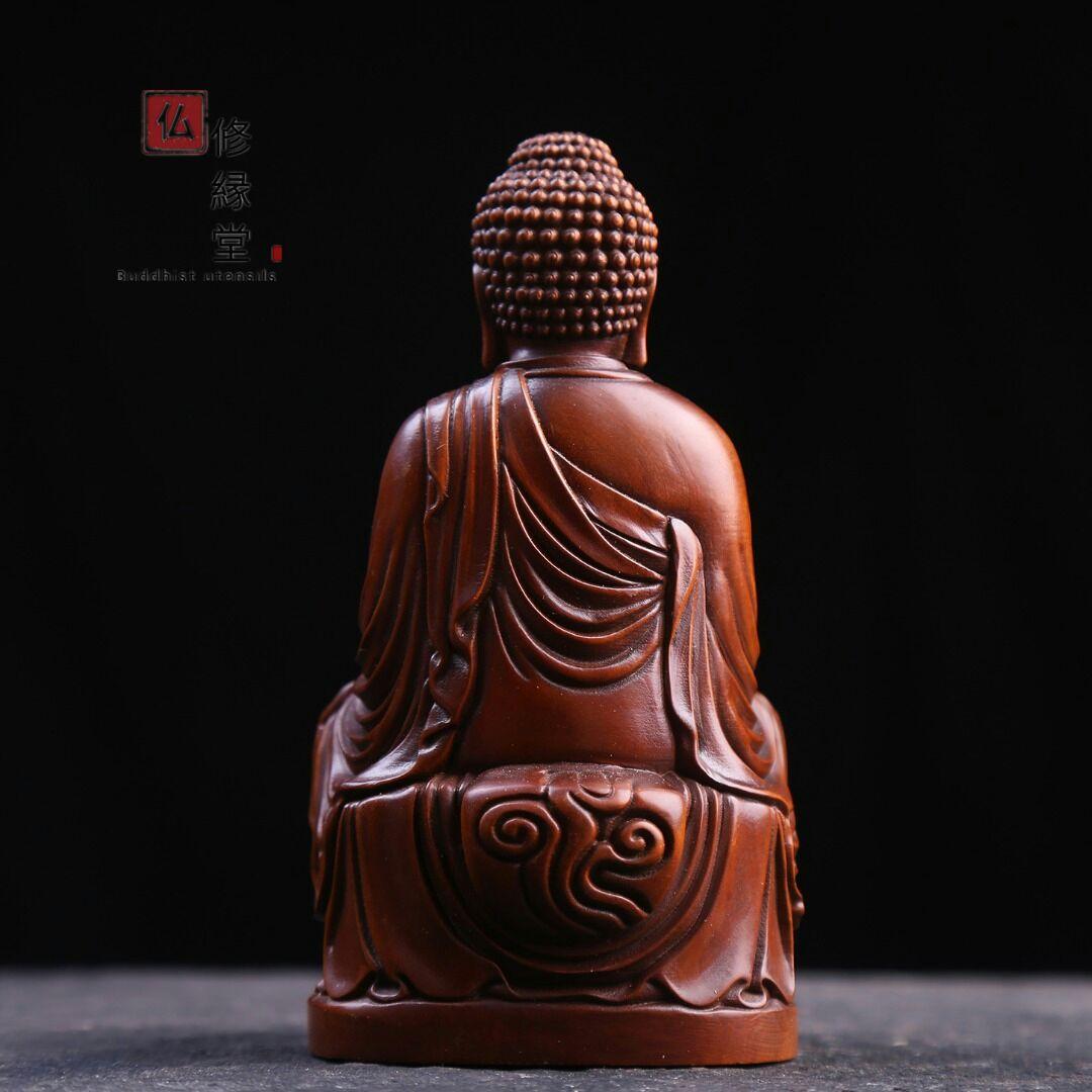 【修縁堂】木彫り 仏像 薬師如来座像 薬師仏 彫刻 一刀彫 仏師で仕上げ品