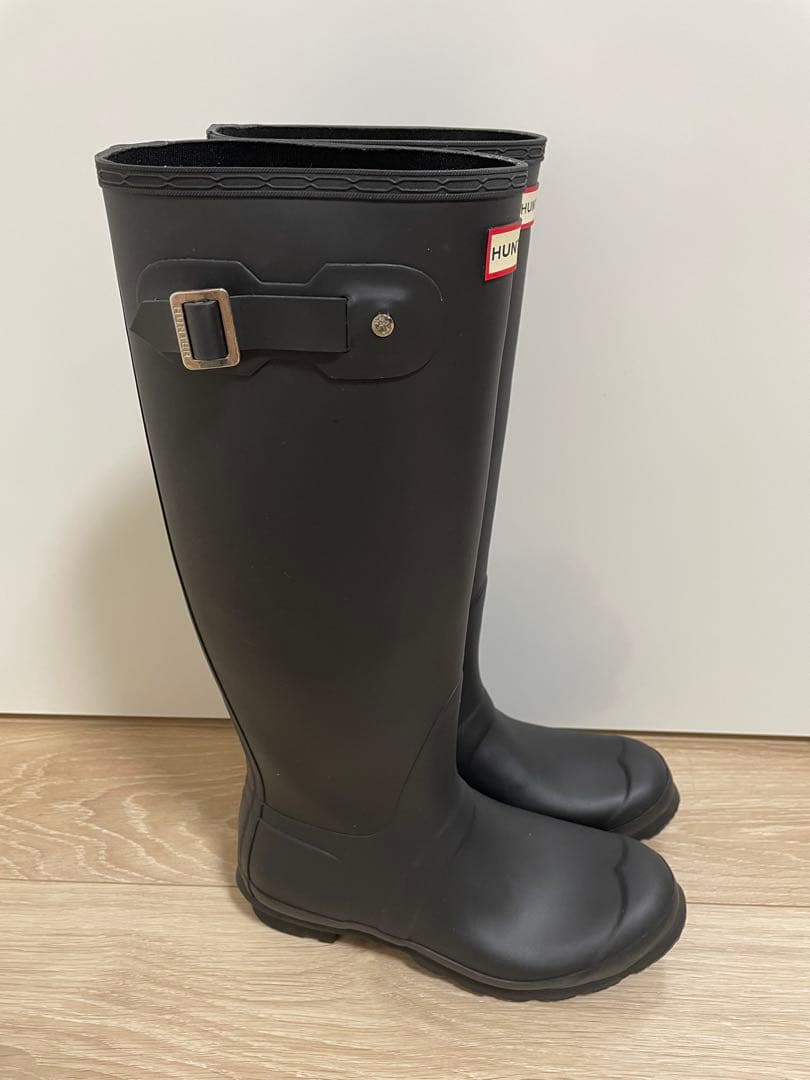 HUNTER ブラック ロングブーツ バックル付き　US8
