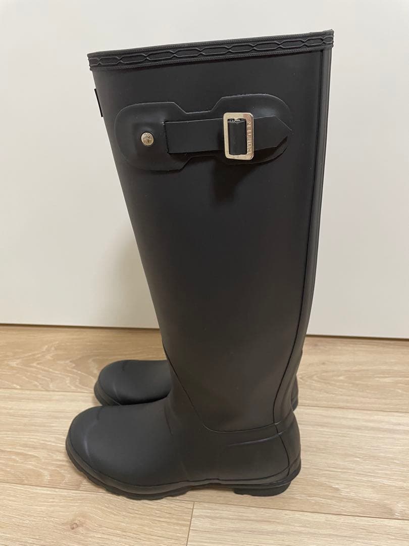 HUNTER ブラック ロングブーツ バックル付き　US8