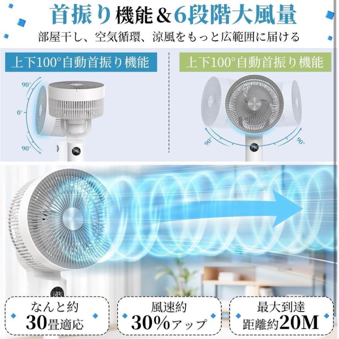 扇風機 360度首振り サーキュレーター卓上扇風機 首振り マイナスイオン