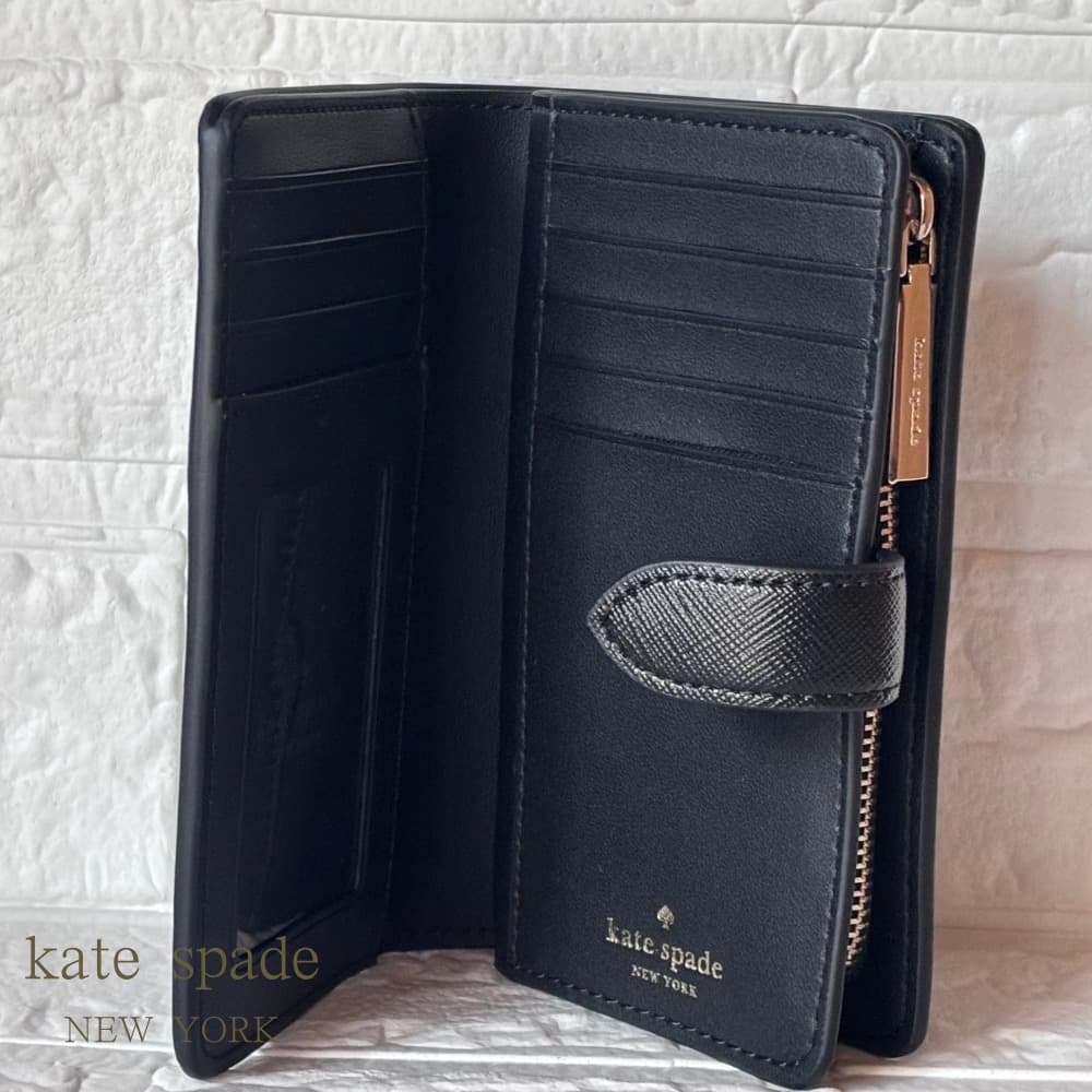 新品 kate spade ブラック 二つ折り財布