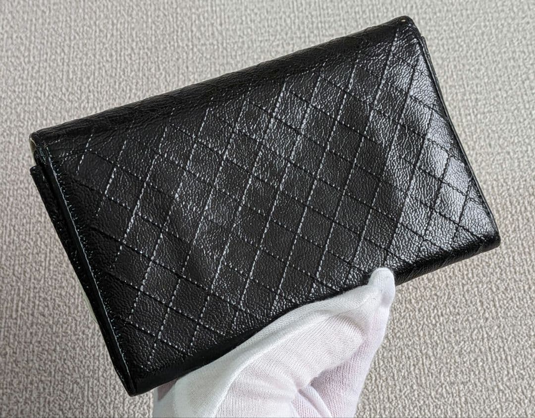 シャネル　ビコローレ　ミドル折り財布　ミニ財布　カーフスキン　黒　正規品　リペア