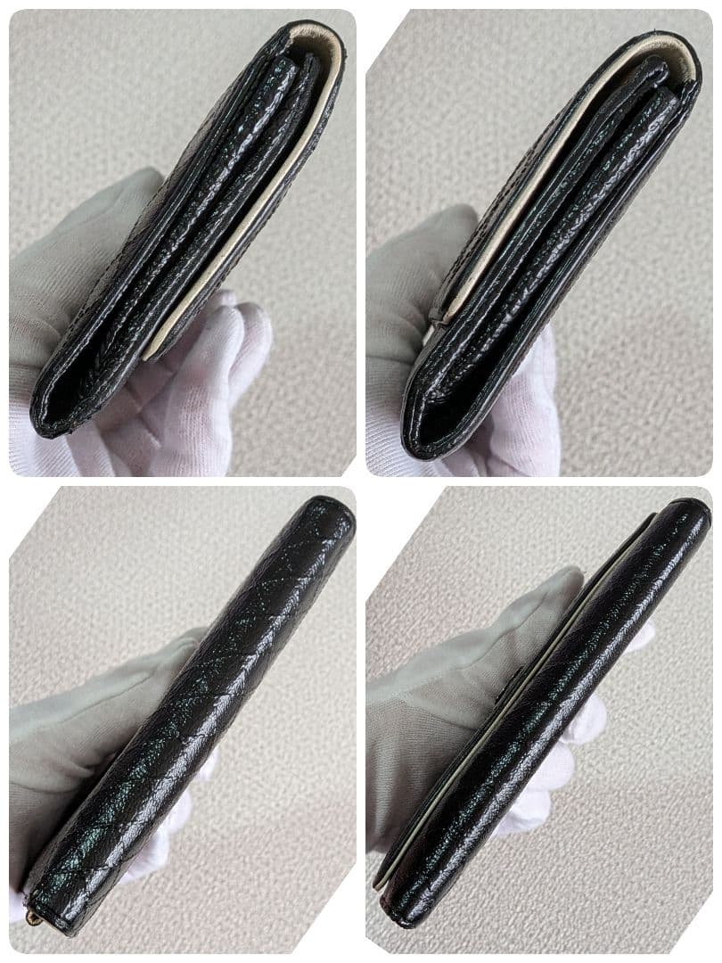 シャネル　ビコローレ　ミドル折り財布　ミニ財布　カーフスキン　黒　正規品　リペア