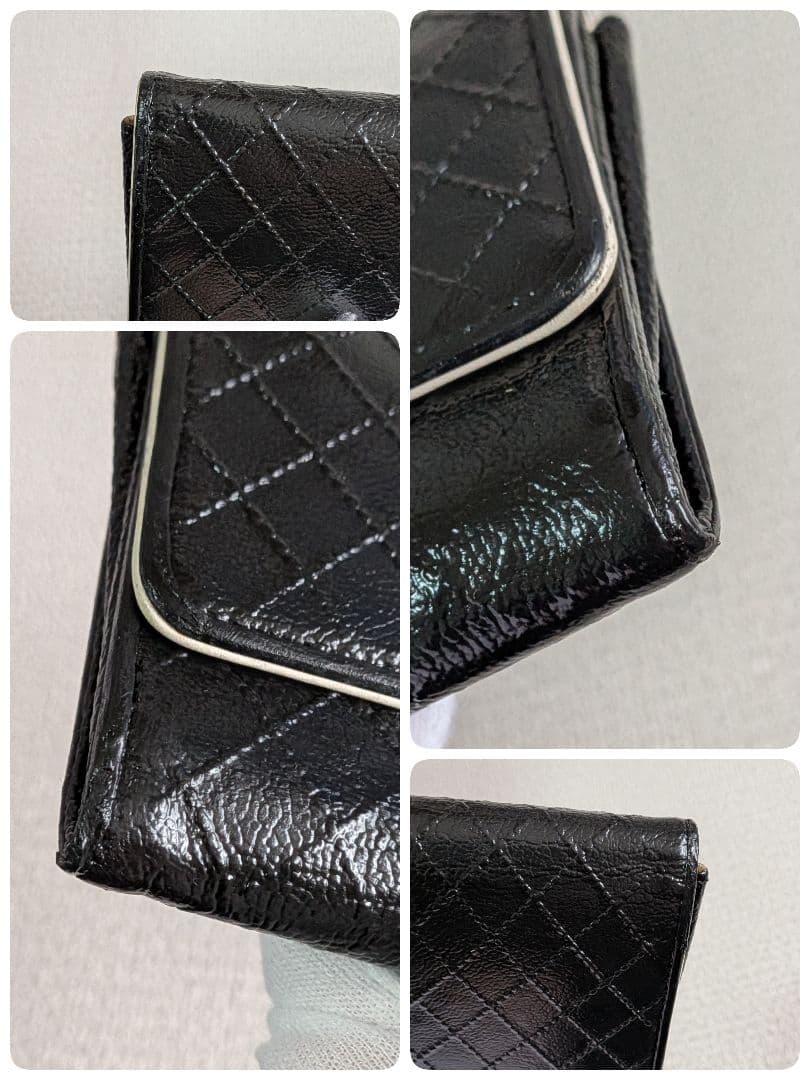 シャネル　ビコローレ　ミドル折り財布　ミニ財布　カーフスキン　黒　正規品　リペア