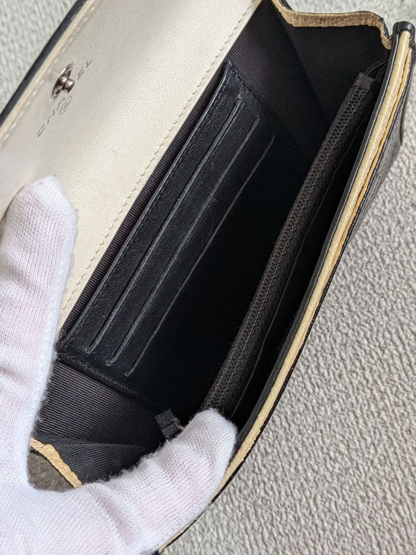シャネル　ビコローレ　ミドル折り財布　ミニ財布　カーフスキン　黒　正規品　リペア