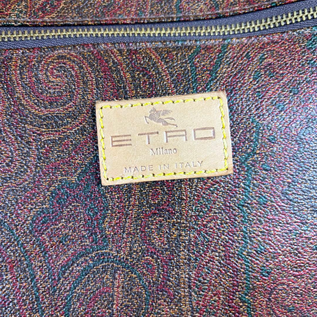 Etro エトロ　ボストンバッグ　千鳥柄　南京錠　ゴールド金具