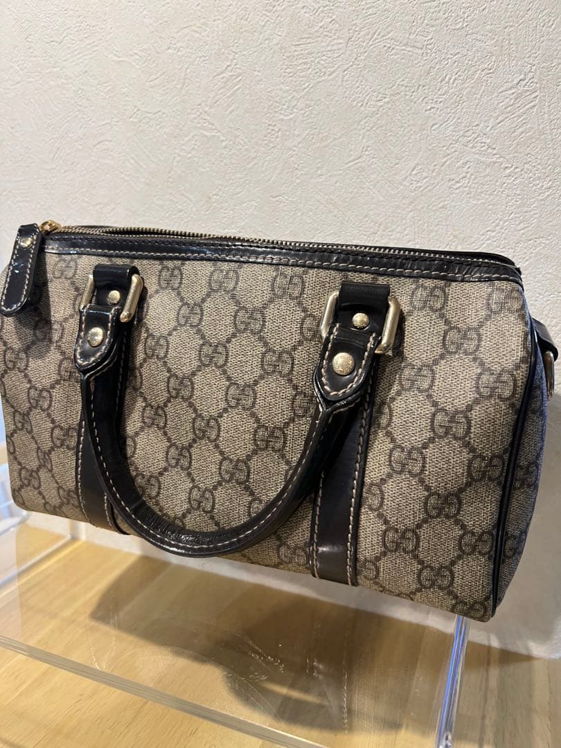 GUCCI GGプラス GGスプリーム ミニボストンバッグ パテント レザー