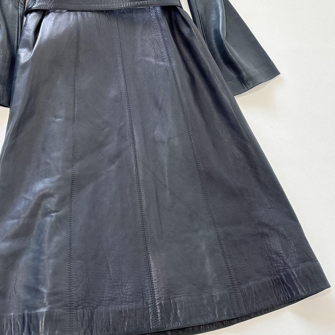ANGEL LEATHER 日本製　リアルファー　レザー ロングコート ベルト付