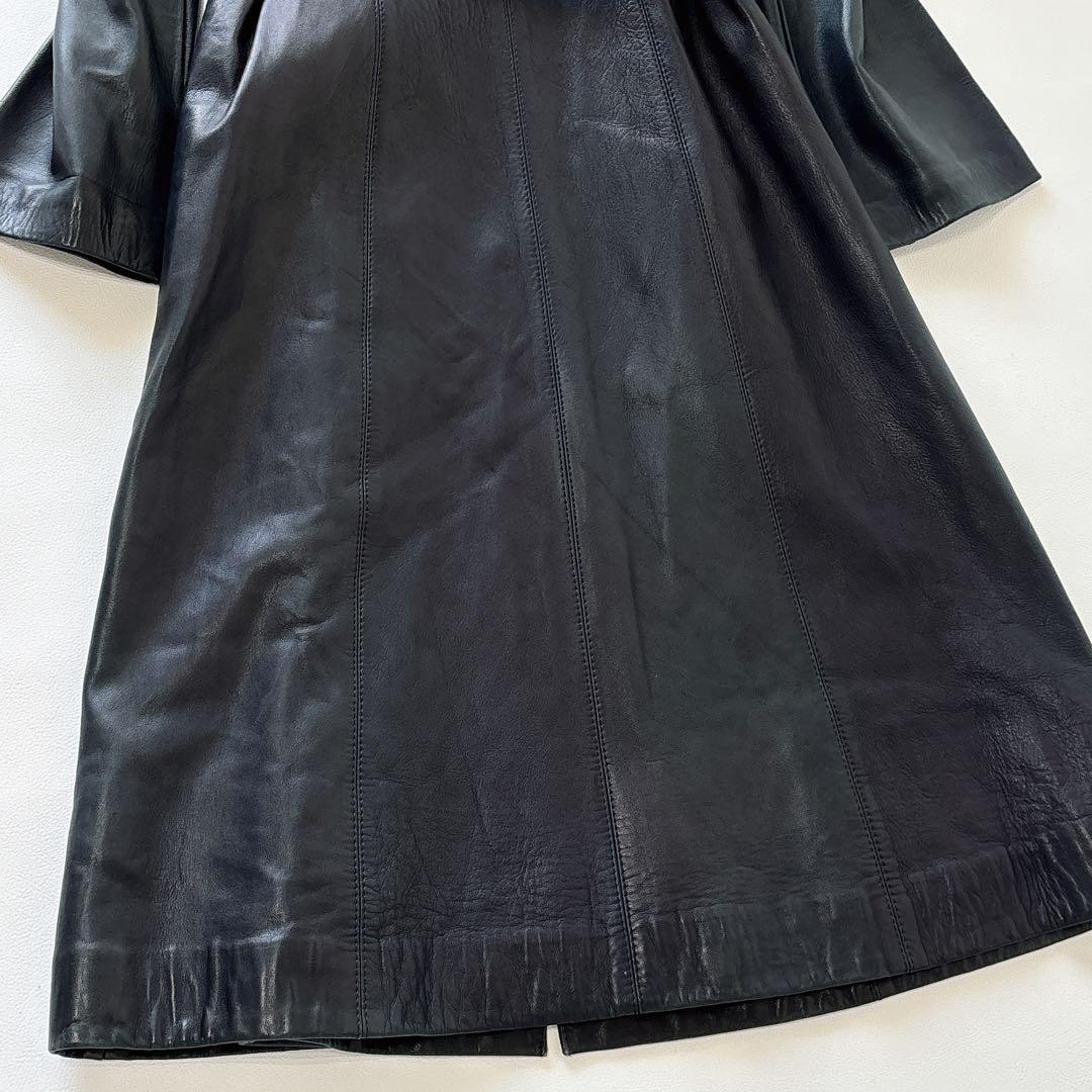 ANGEL LEATHER 日本製　リアルファー　レザー ロングコート ベルト付