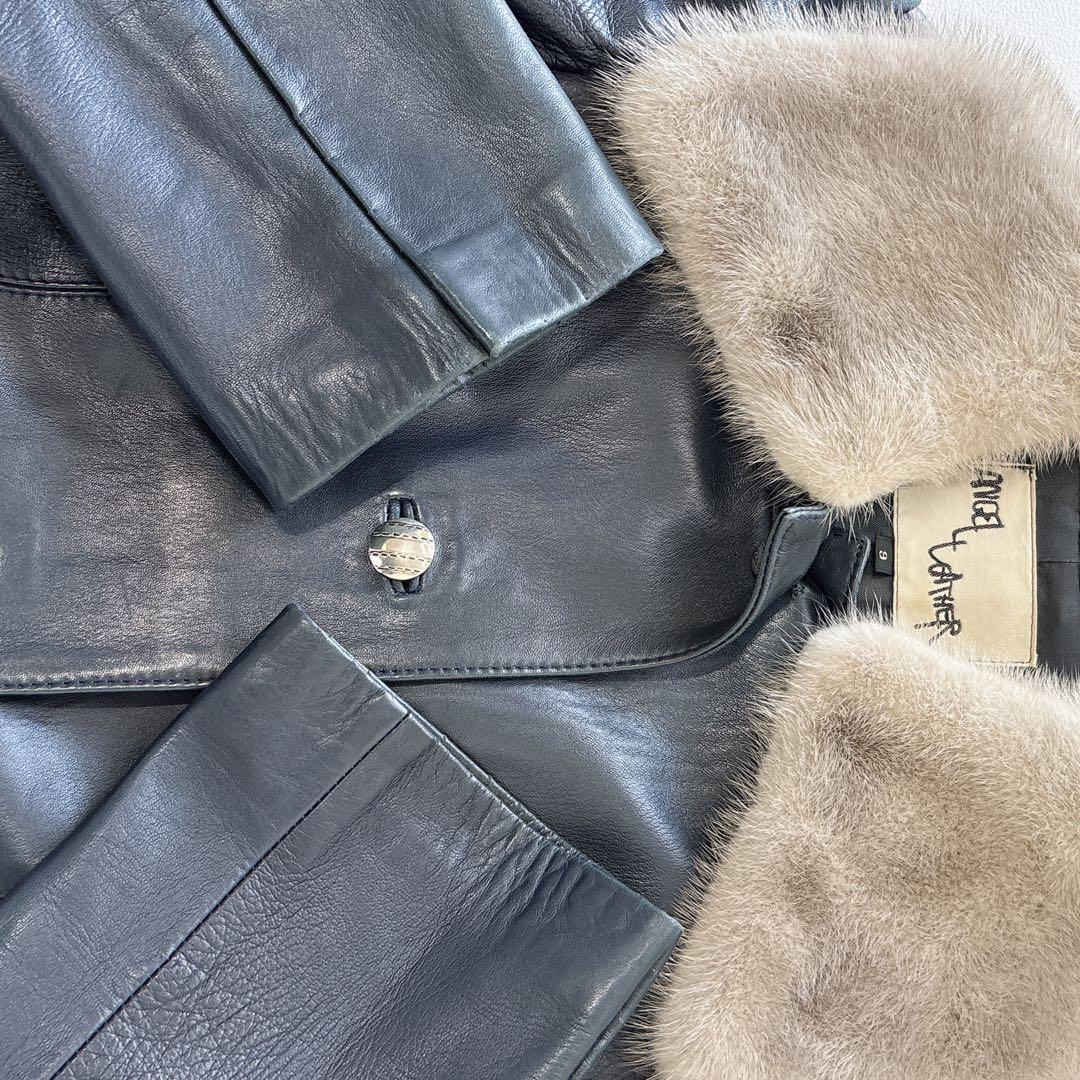 ANGEL LEATHER 日本製　リアルファー　レザー ロングコート ベルト付