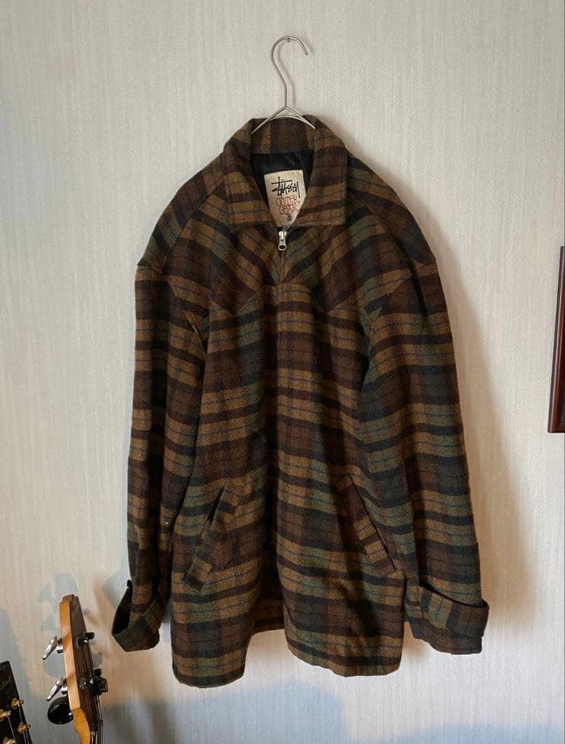 OLD Stussy ステューシー ジャケット 90s 白タグ チェック ウール