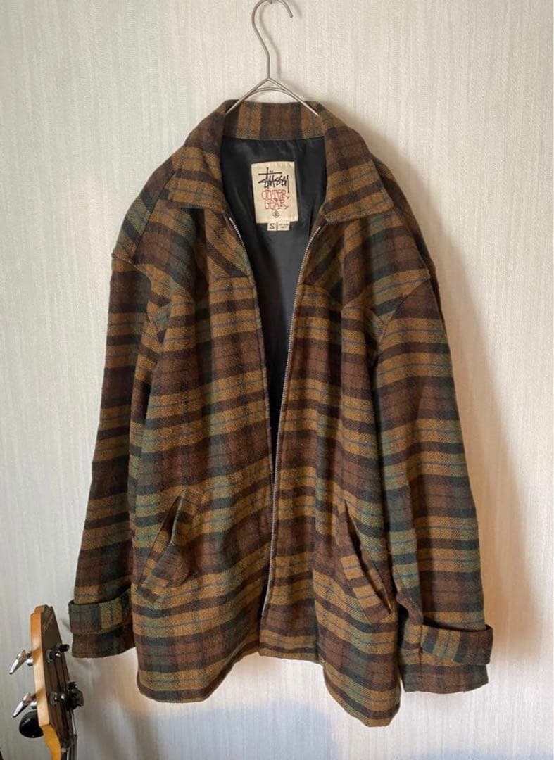 OLD Stussy ステューシー ジャケット 90s 白タグ チェック ウール