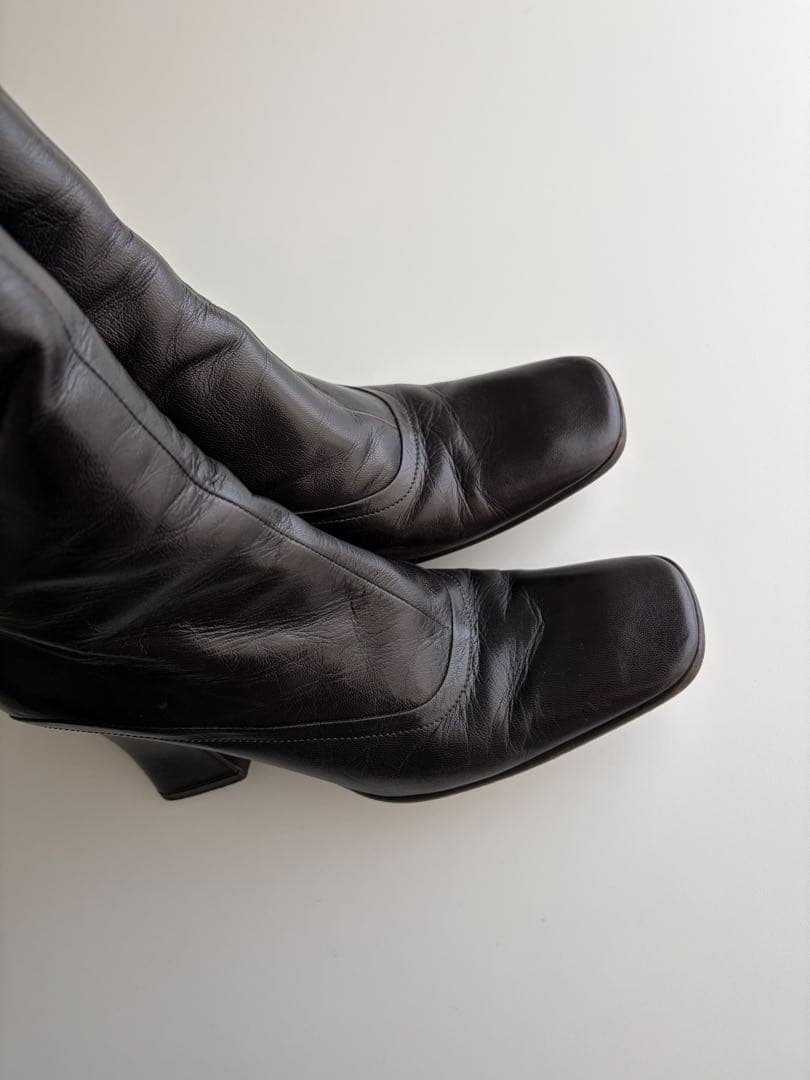 専用　Prada Sqare Toe Leather Boots IT37