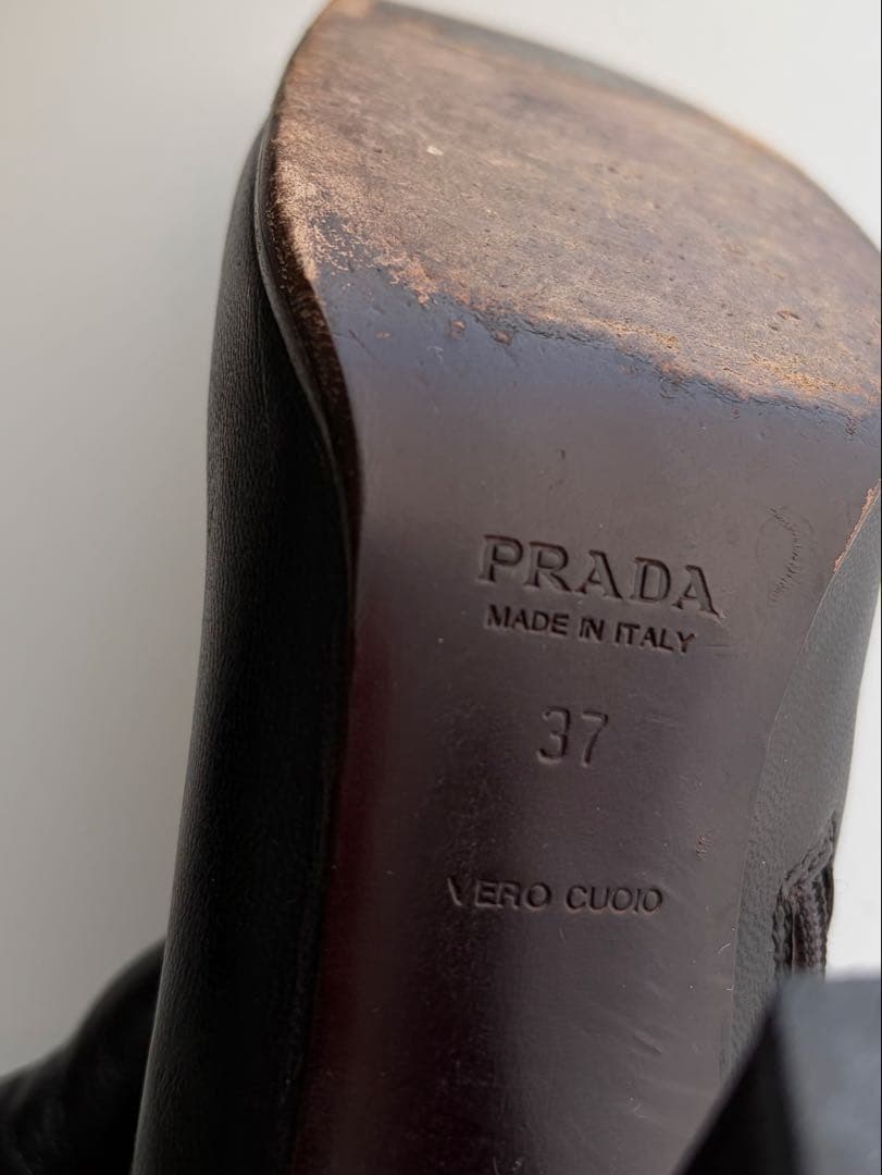 専用　Prada Sqare Toe Leather Boots IT37