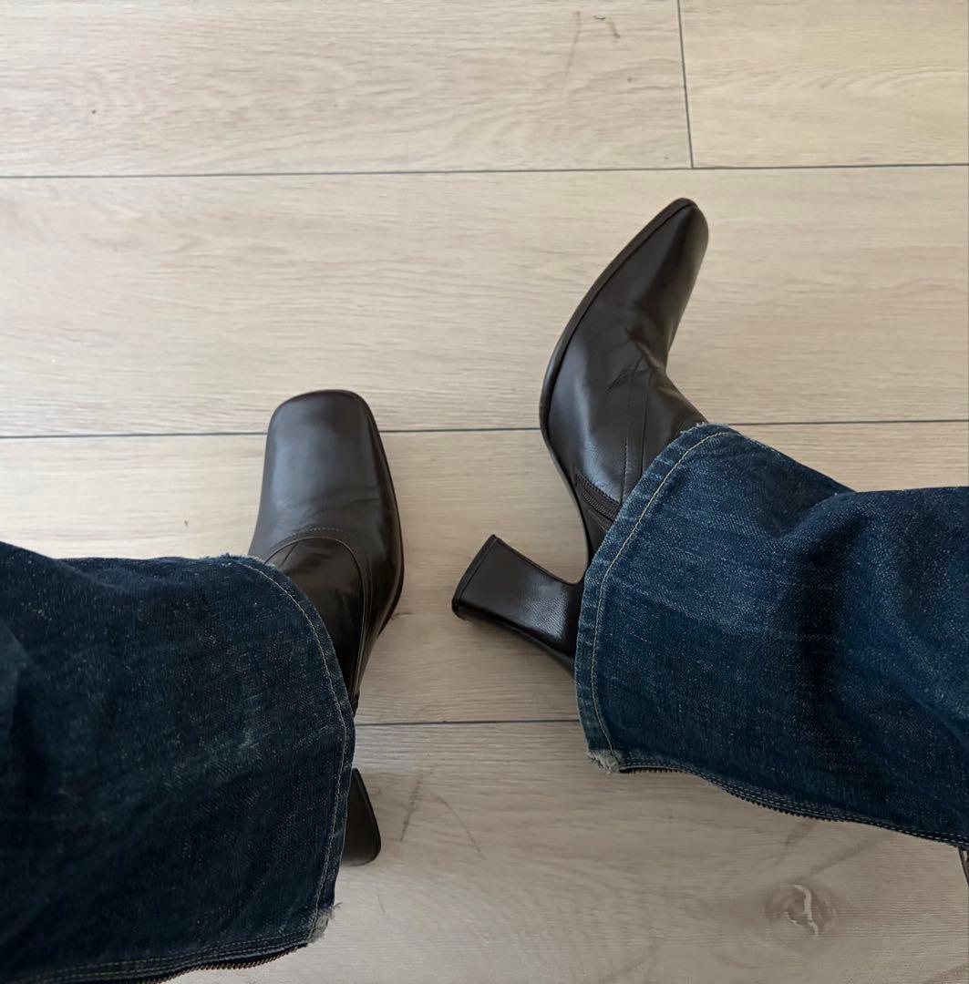 専用　Prada Sqare Toe Leather Boots IT37