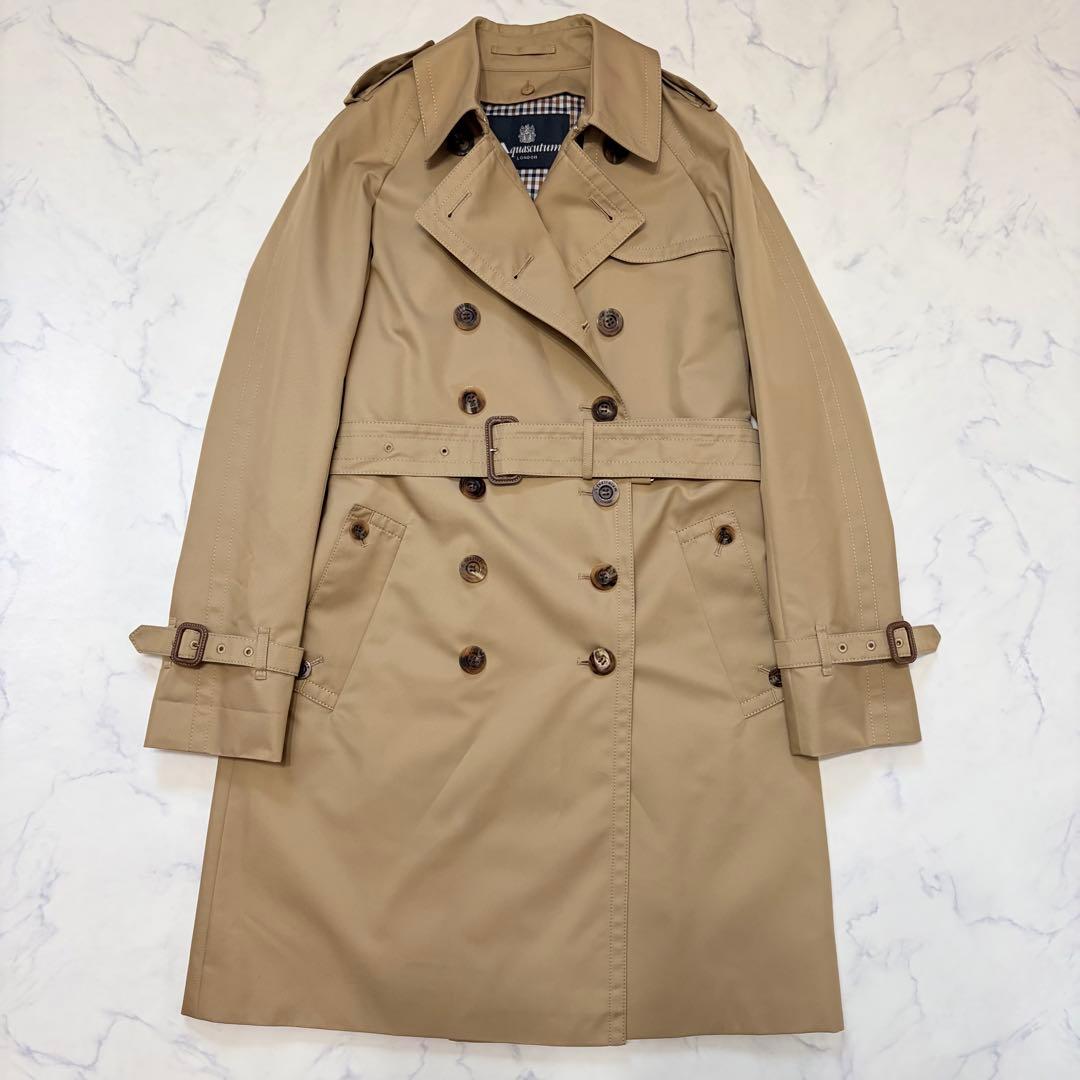 【未使用級美品】Aquascutum トレンチコート ダブル ブルーライナー S
