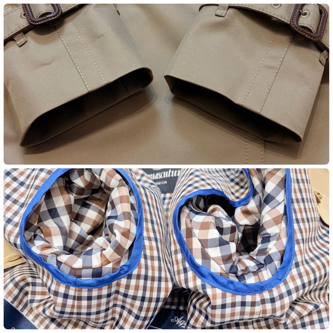 【未使用級美品】Aquascutum トレンチコート ダブル ブルーライナー S