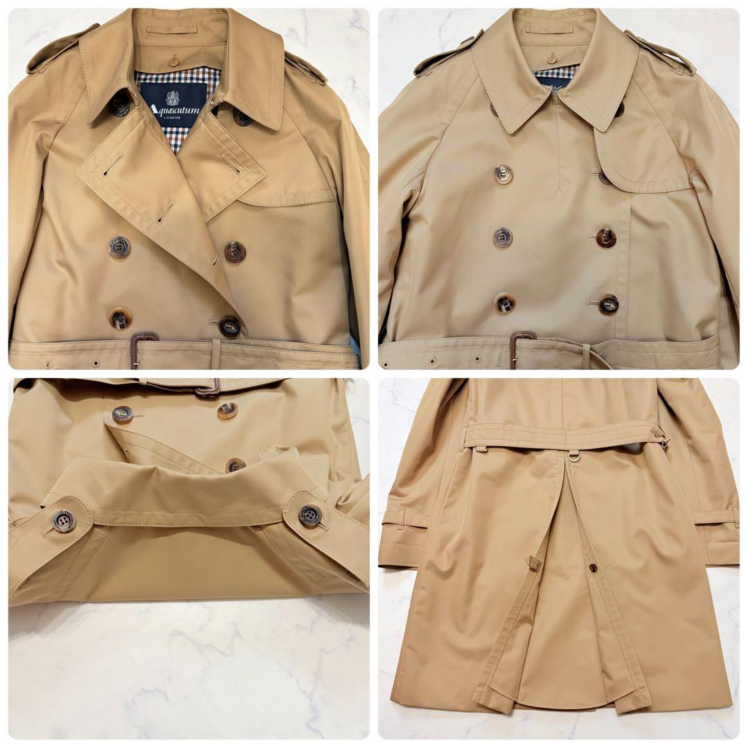 【未使用級美品】Aquascutum トレンチコート ダブル ブルーライナー S