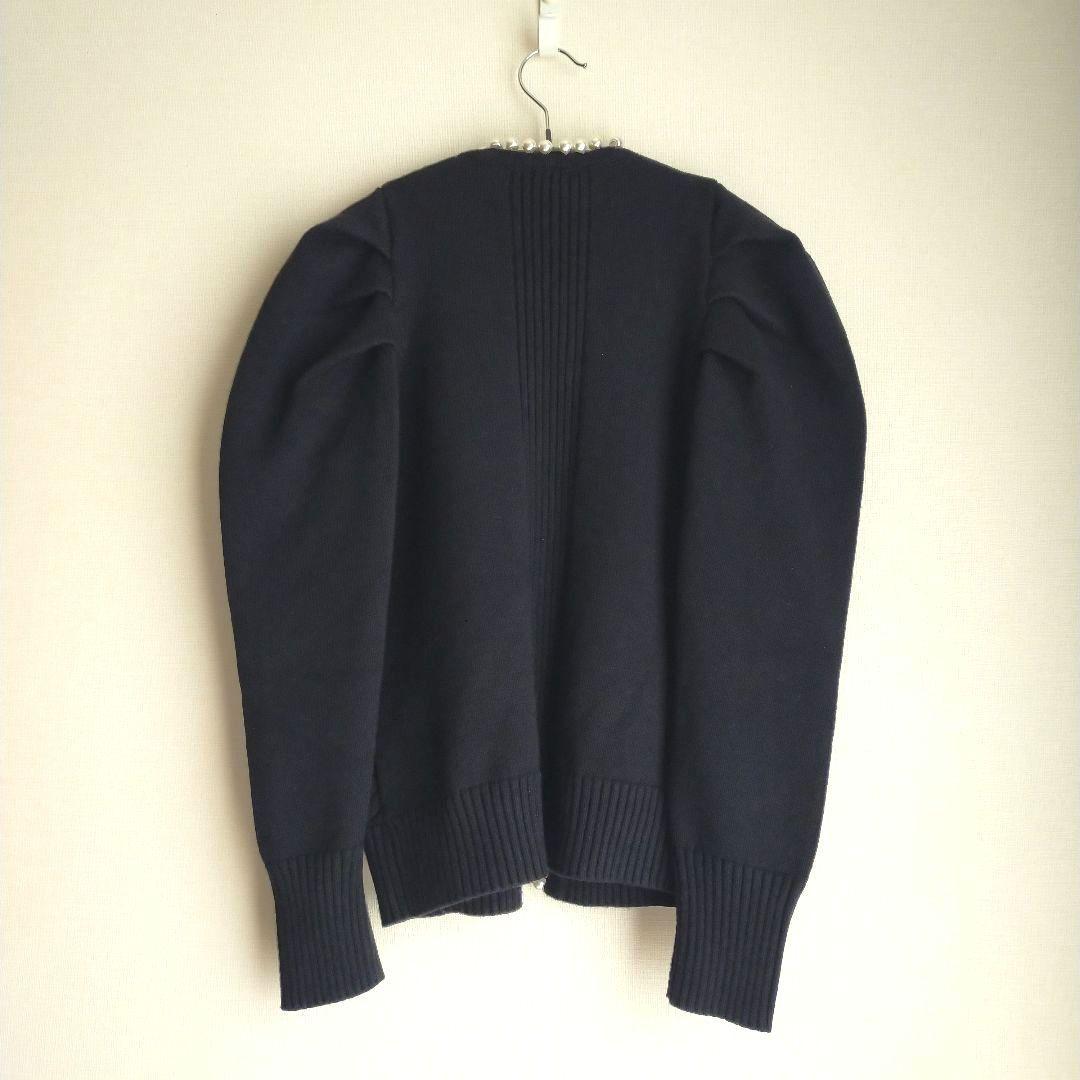 美品 sov.ダブスタ パフスリーブパールニットカーディガン