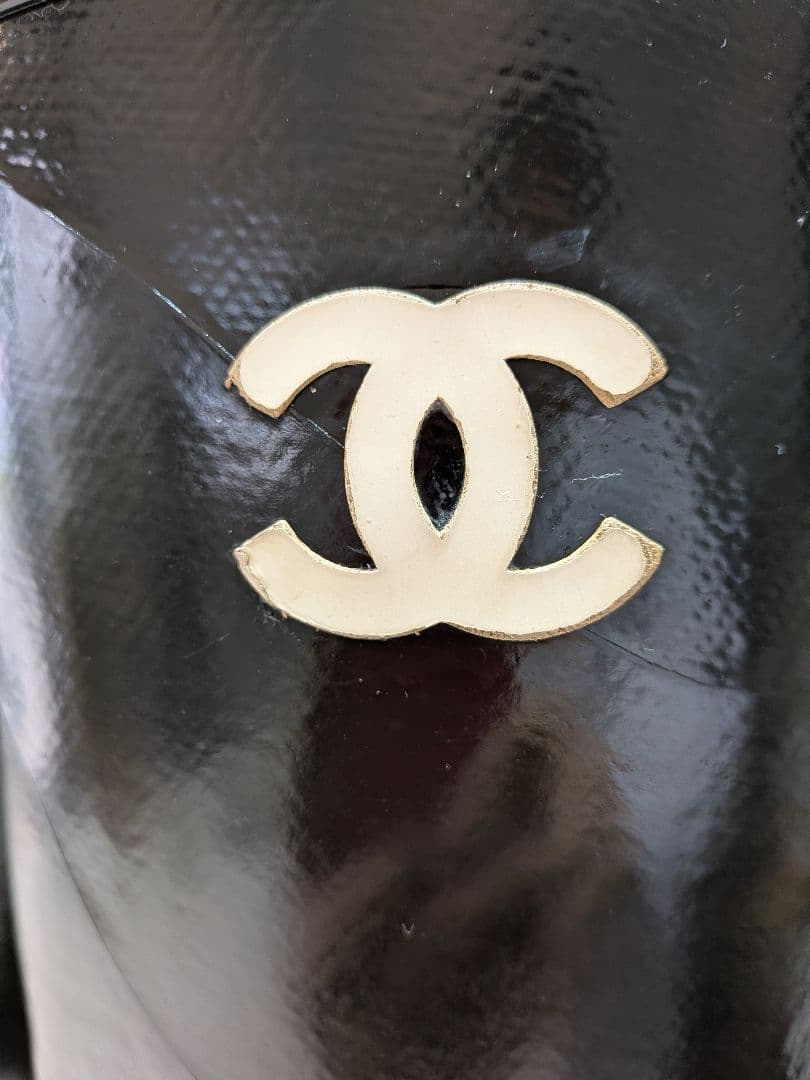 CHANEL　シャネルレインブーツ　ヴィンテージ　 長靴　黒ロングブーツ