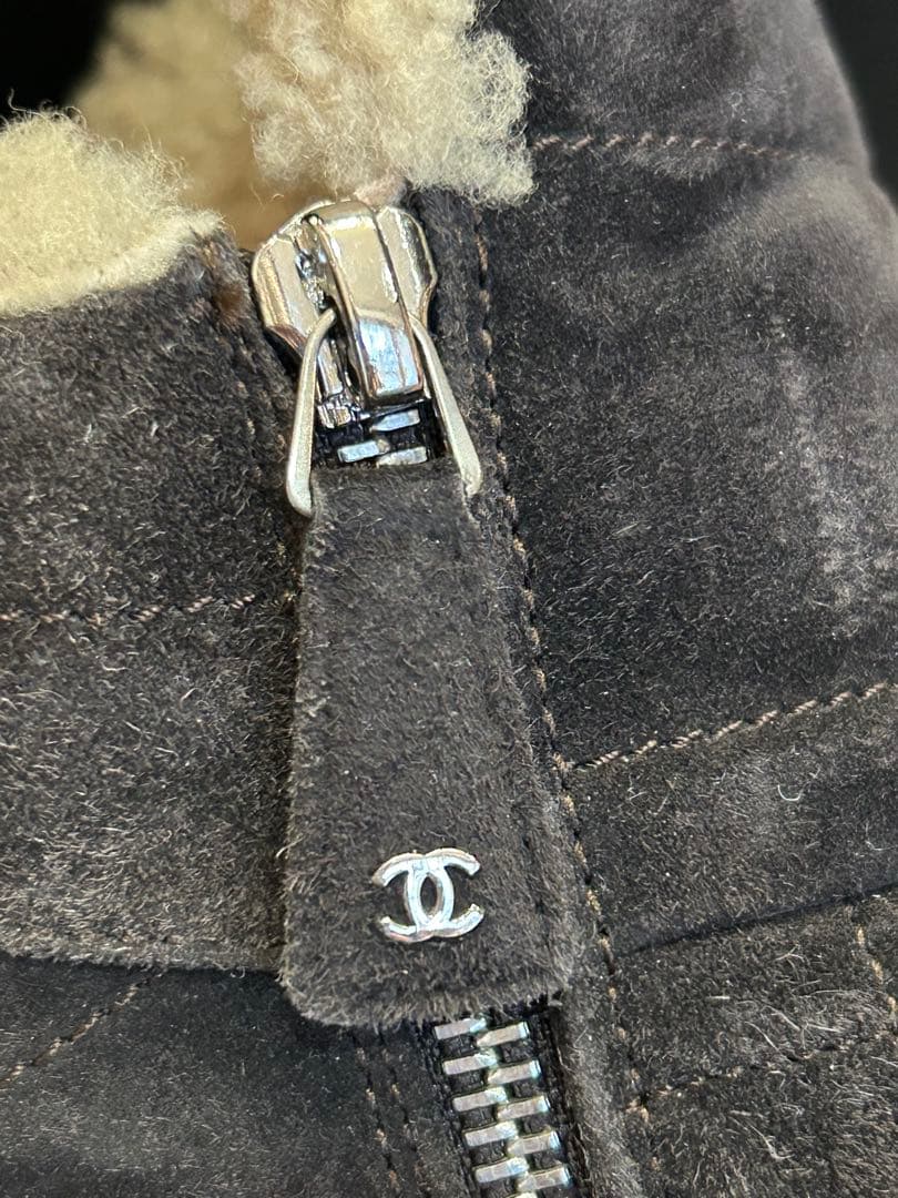 CHANELシャネル ムートンボアショートブーツこげ茶系レザー　マトラッセ 37