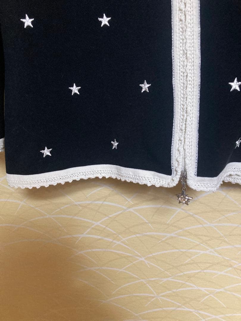 M'S GRACY 星刺繍 カーディガン 38 前ジップ 中古