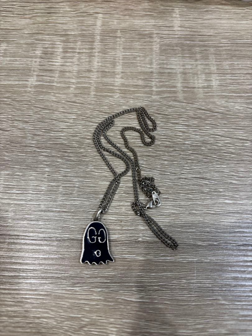 グッチ GUCCI ネックレス アクセサリー ゴースト ブラック シルバー