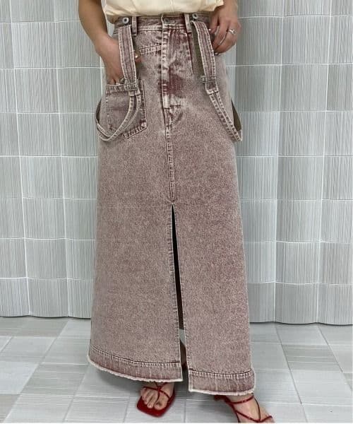 スカート MEDI INVERT SUSPENDER DENIM SKIRT ameri