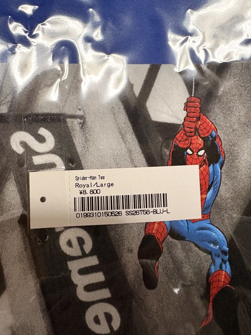 新品　supreme スパイダーマンＴ　ブルー L