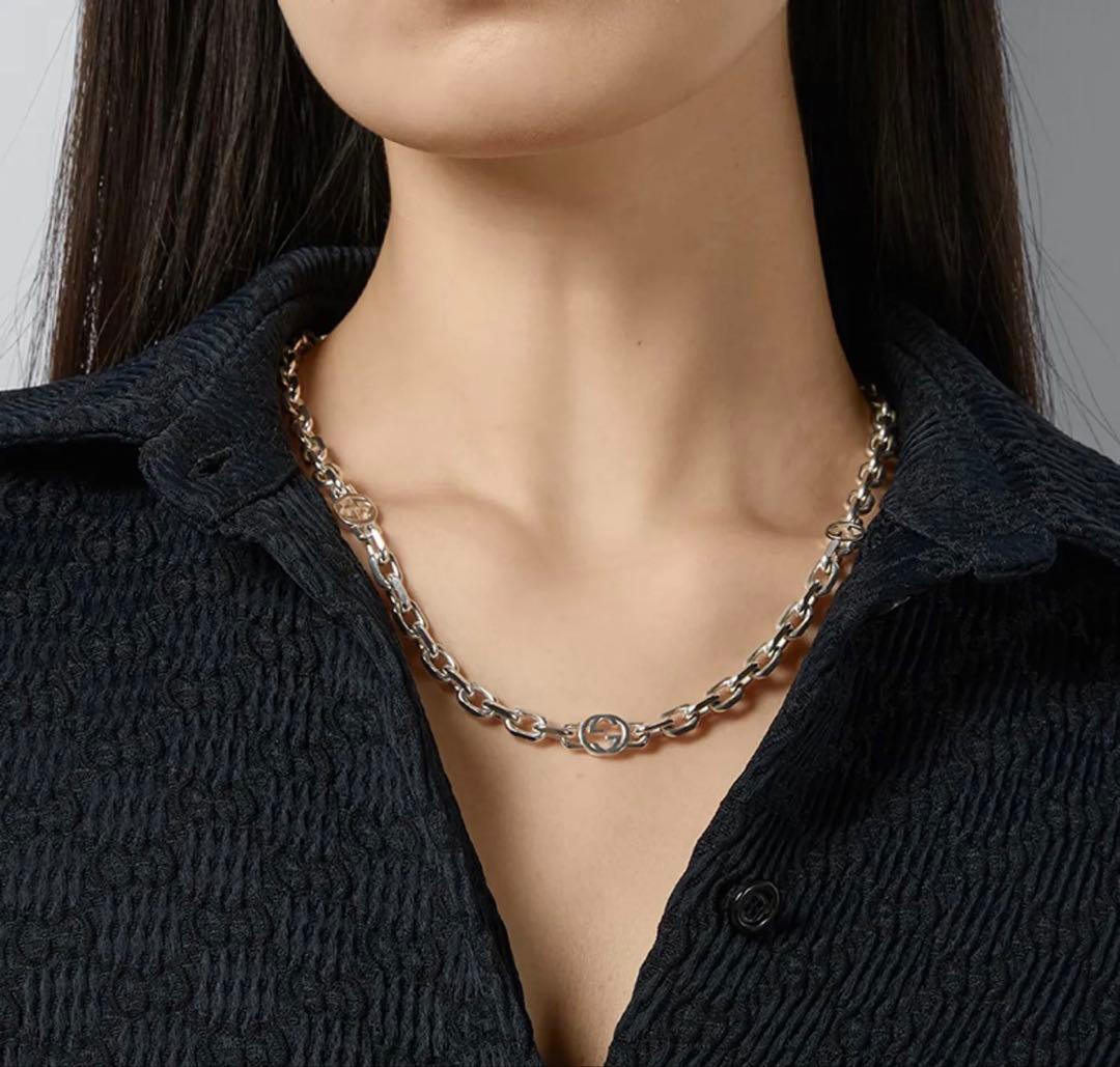 GUCCI インターロッキング チェーン ネックレス　シルバー925