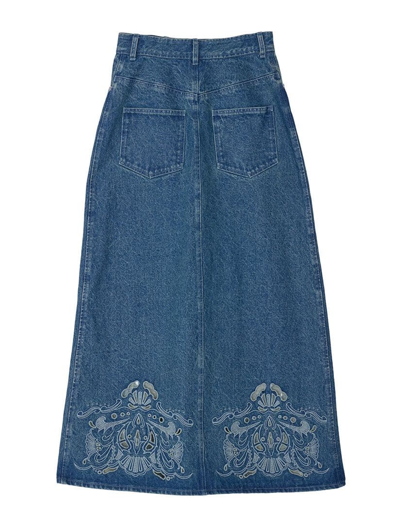 スカート UND CUTWORK EMBROIDERY DENIM SKIRT