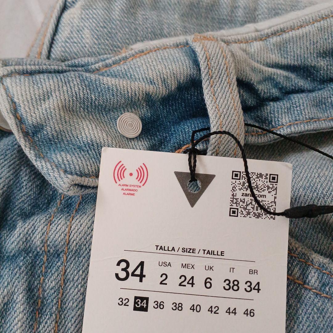 【最安値】ZARA TRF ミッドライズ折り返しウエストデニムパンツ 34 完売