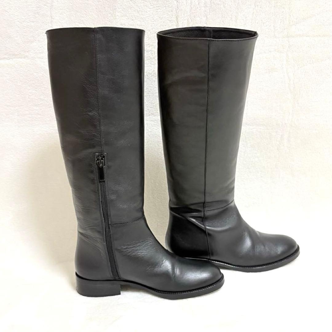 ◆REMME◆レメ 本革 サイドジップ ロングブーツSLOBE IENA 黒