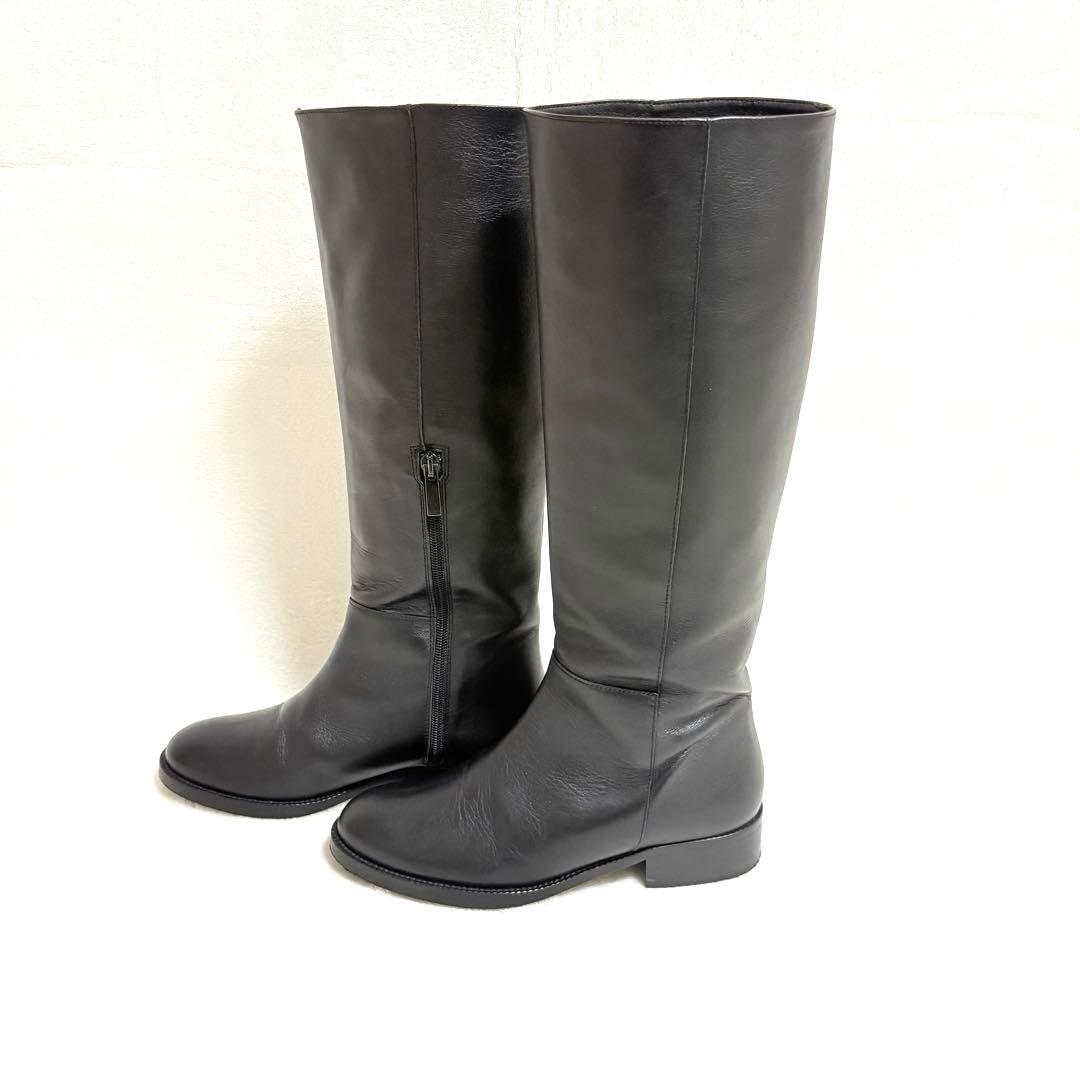 ◆REMME◆レメ 本革 サイドジップ ロングブーツSLOBE IENA 黒