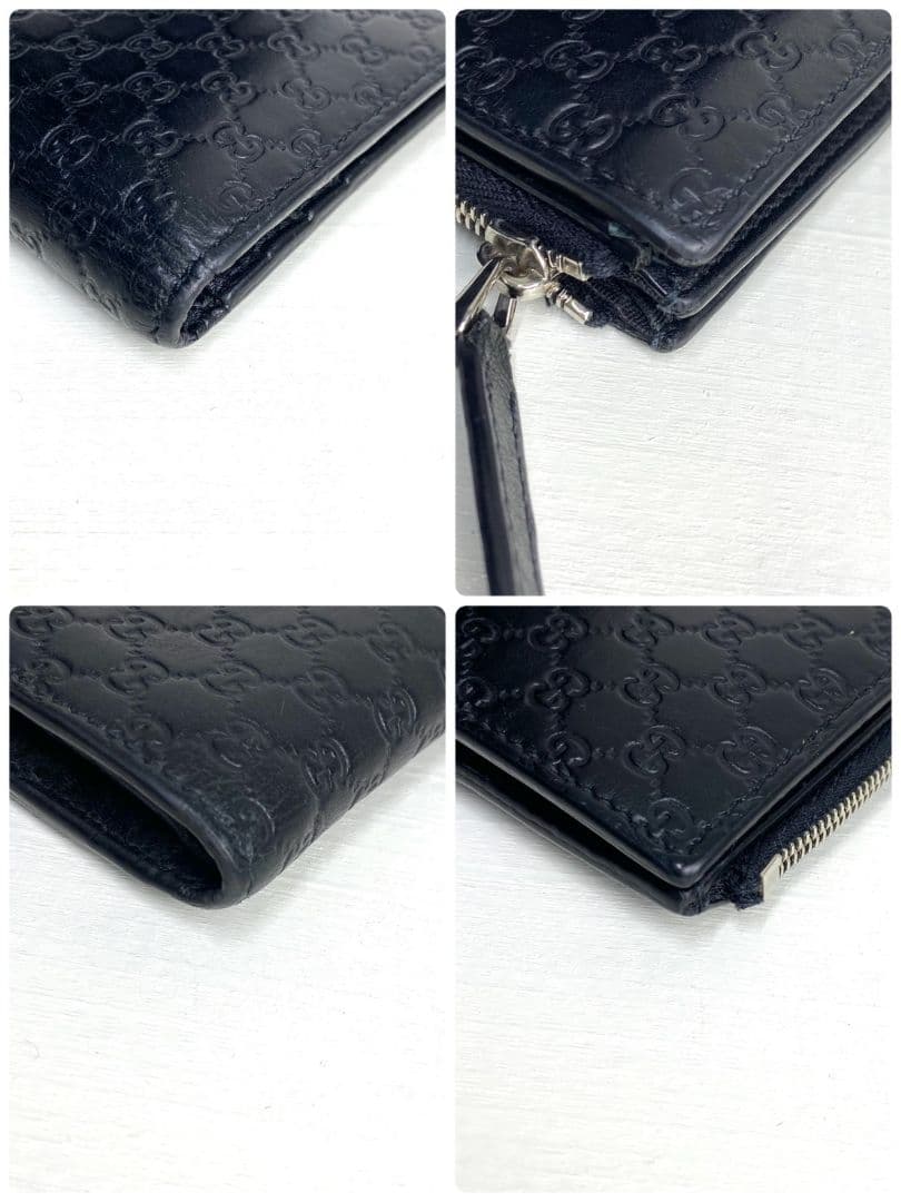 ✨️美品 GUCCI 二つ折り財布 マイクロシマ エンボス レザー 黒