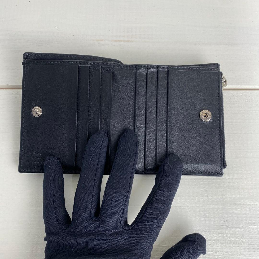 ✨️美品 GUCCI 二つ折り財布 マイクロシマ エンボス レザー 黒