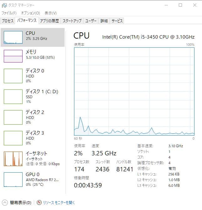 Core i5-3450 メモリ10GB SSD Win10 グラボ