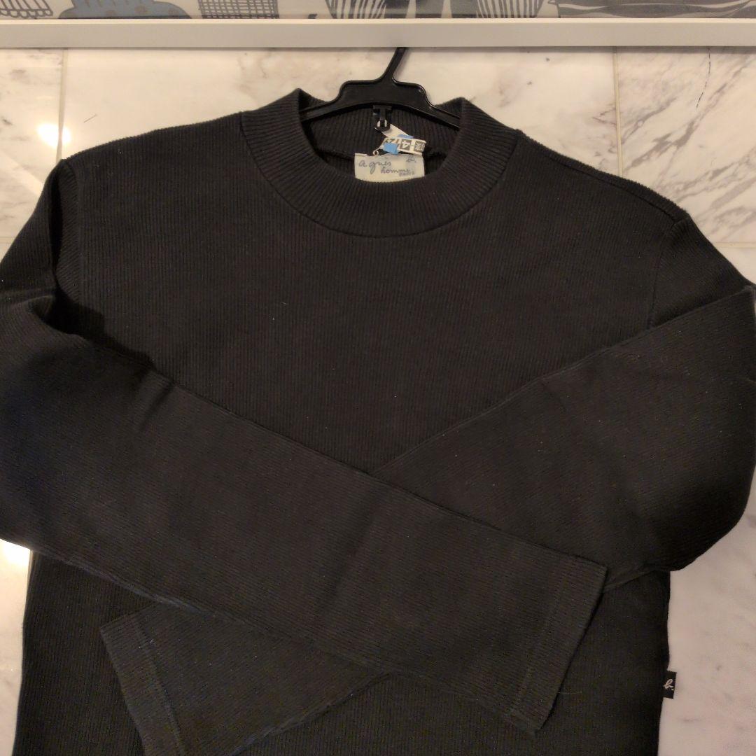アニエスベー　黒 リブ編み クルーネック Tシャツ　値下げ不可