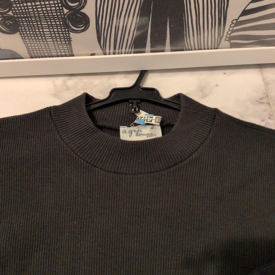アニエスベー　黒 リブ編み クルーネック Tシャツ　値下げ不可
