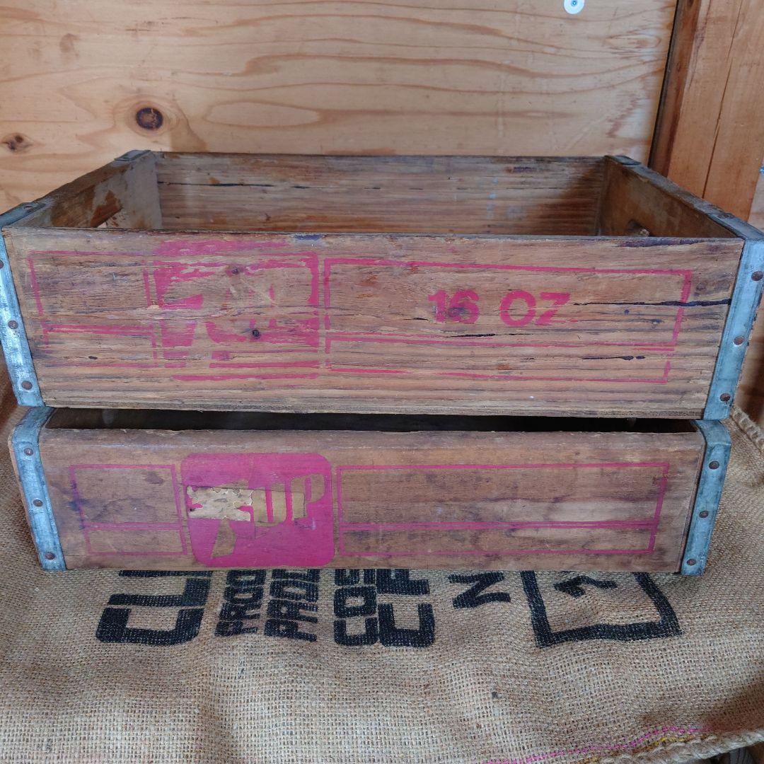 7UP アンティーク木製ドリンクケース 2セット 什器