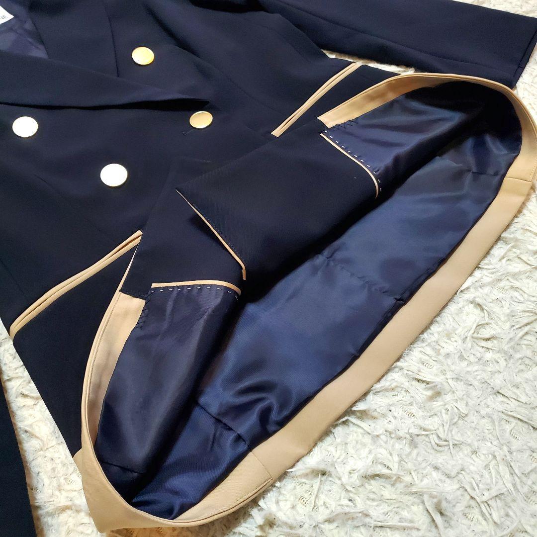 JENNE 極美品 近年 バイカラージャケット ネイビー 金ボタン