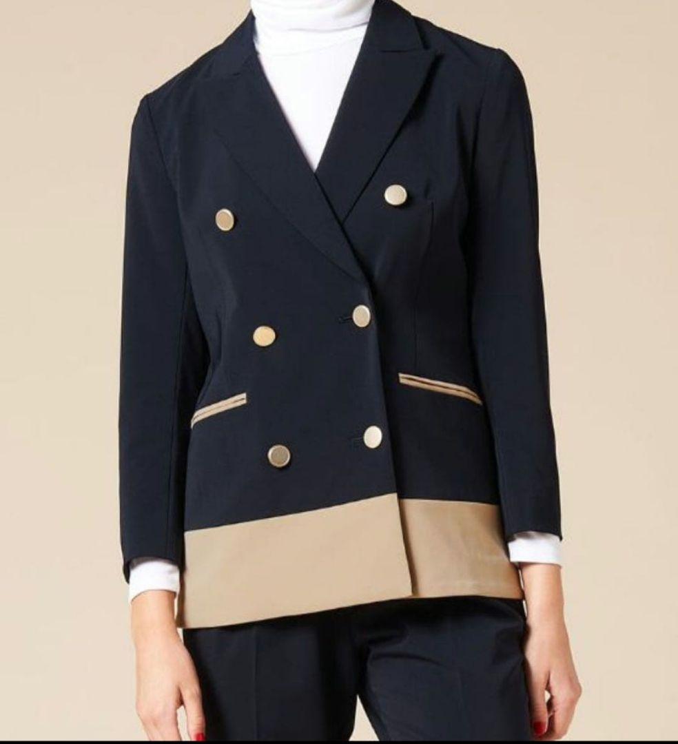 JENNE 極美品 近年 バイカラージャケット ネイビー 金ボタン
