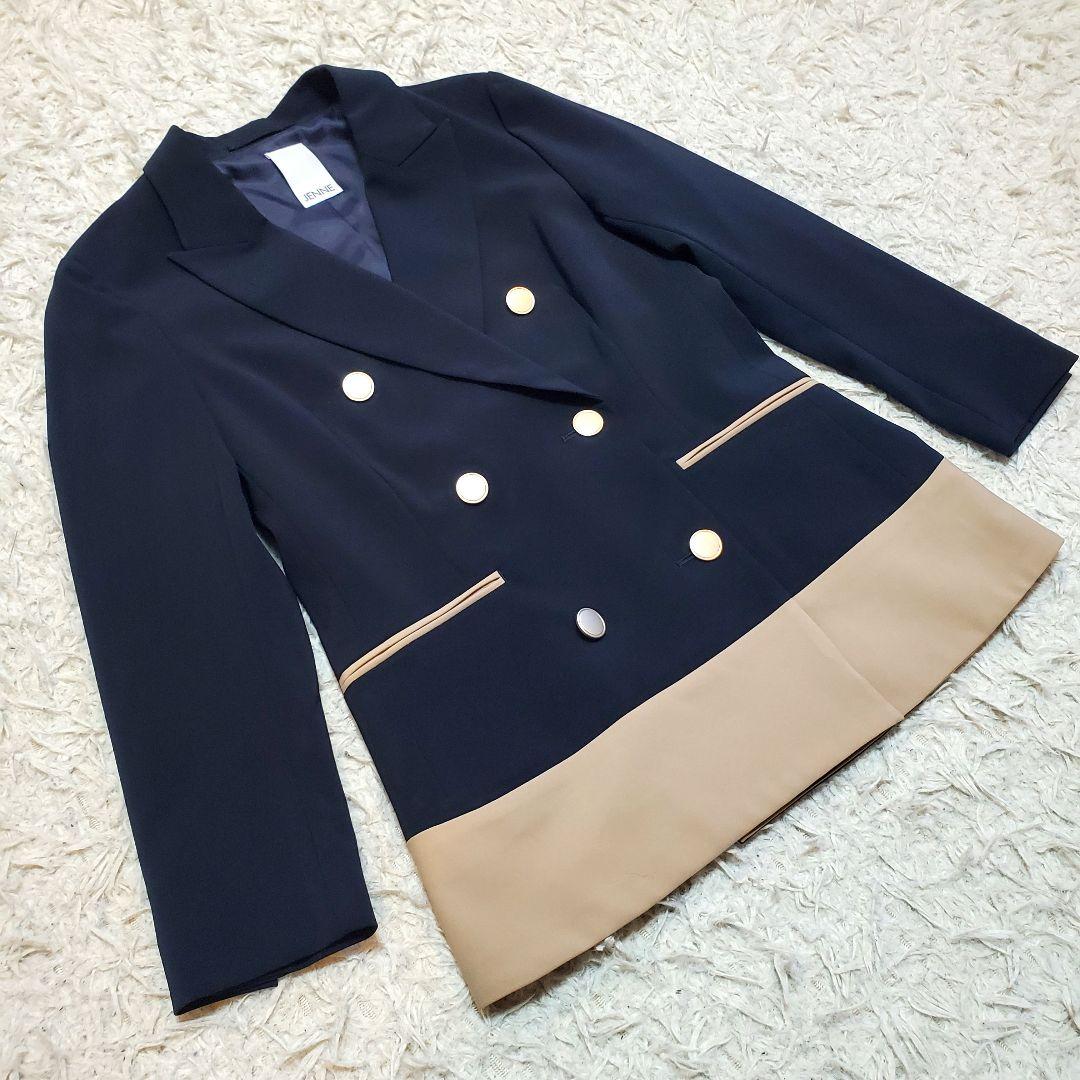 JENNE 極美品 近年 バイカラージャケット ネイビー 金ボタン